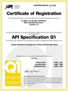 American Petroleum Institute Certification - Global Valve & Controls